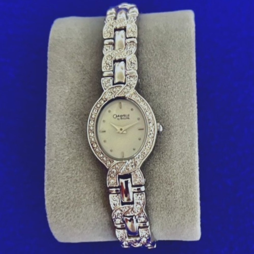 Women's watch 6.5" - Silver w simulated diamond/crystal